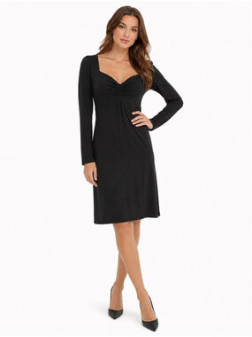 Boden Black Ruched Sweetheart Neck Long Sleeve Jersey Dress Size 14R